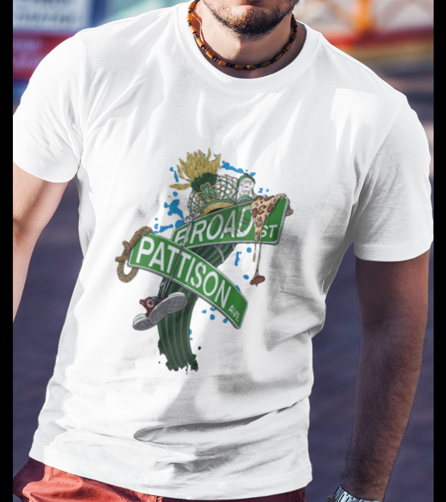 Philadelphia Eagles Broad St Pattison Ave Street Signs Pizza Cheesesteak Sunflower Clover T-Shirt