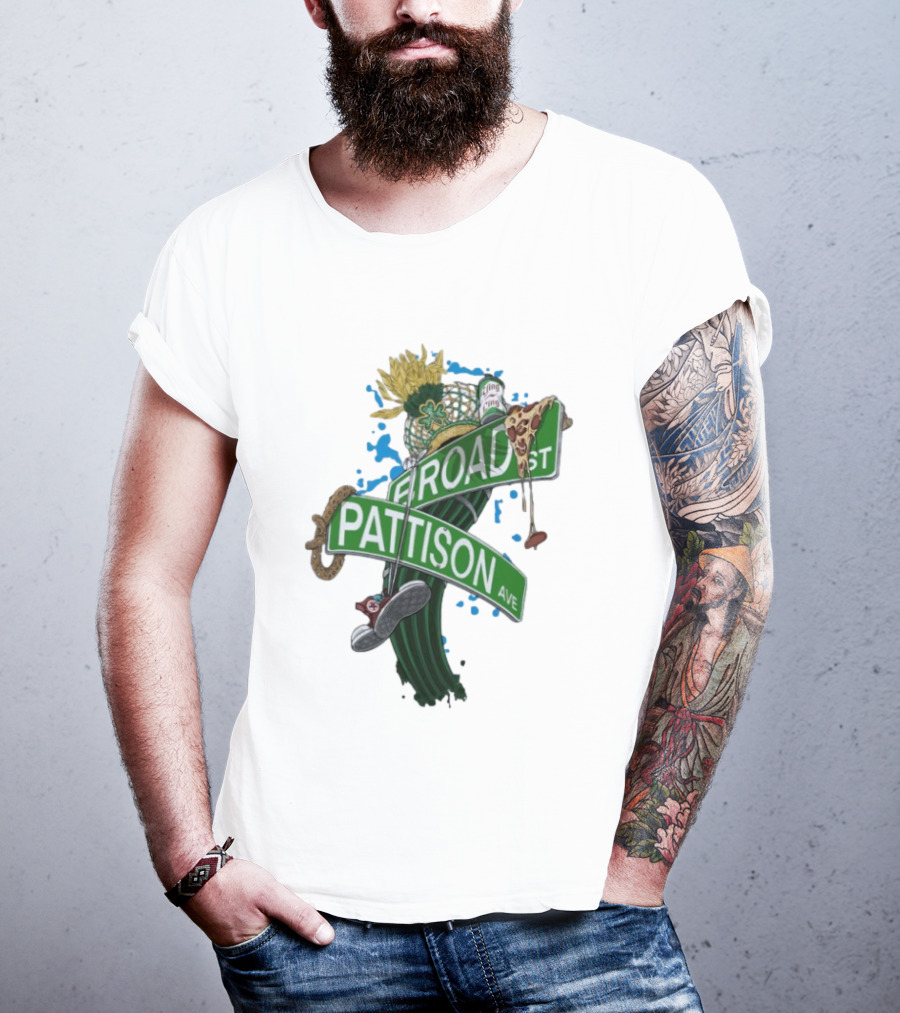 Philadelphia Eagles Broad St Pattison Ave Street Signs Pizza Cheesesteak Sunflower Clover T-Shirt