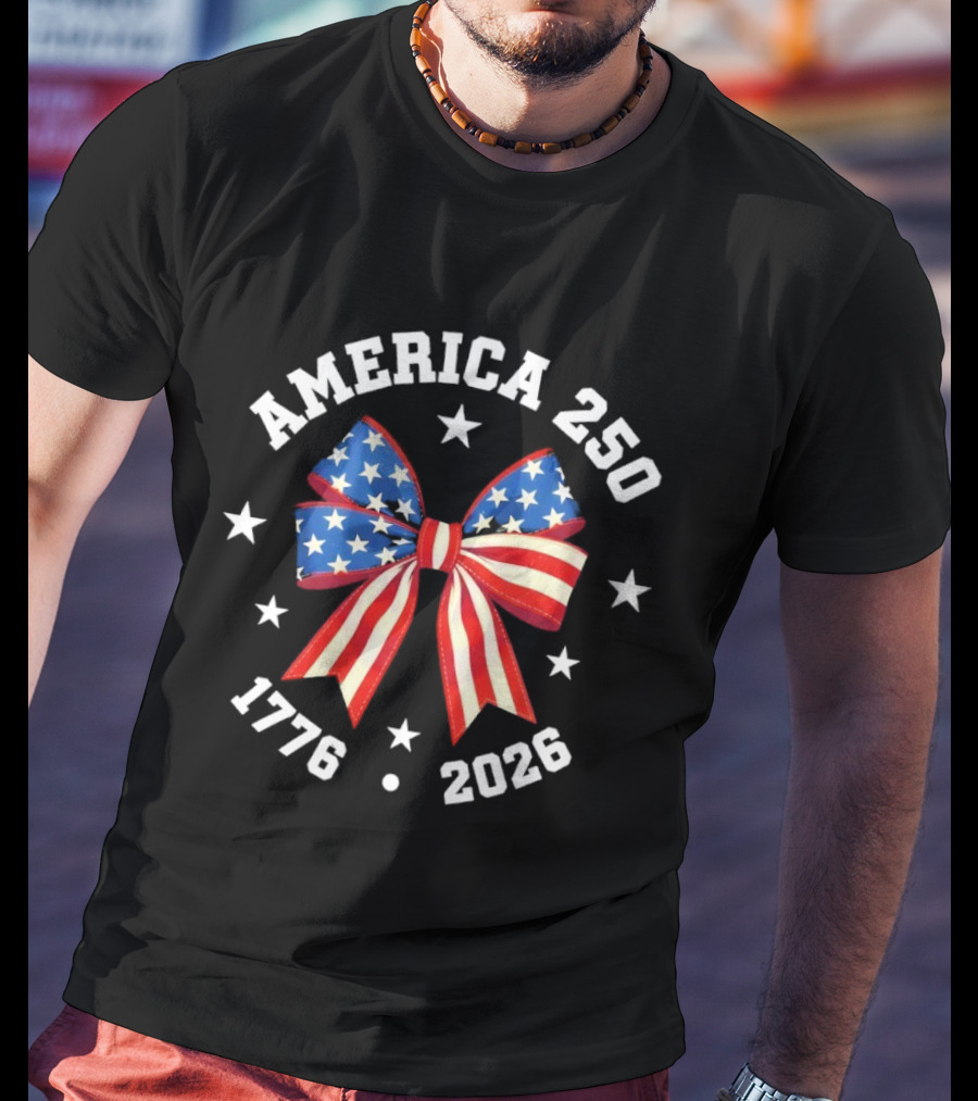 America 250 Patriotic Ribbon 1776 2026 Anniversary Celebration T-Shirt