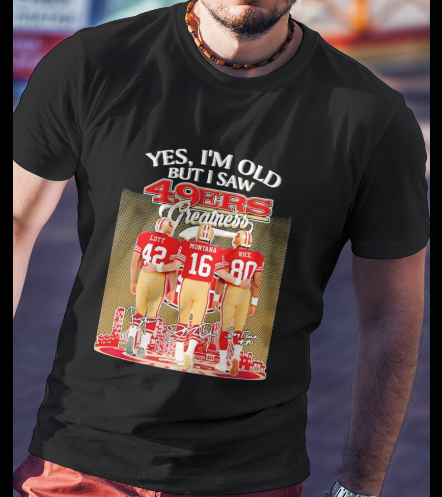 San Francisco 49ers Greatness City Skyline Lott Montana Rice Signatures T-Shirt