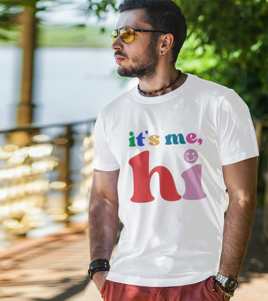 It's Me Hi Colorful Text With Smiley Face T-Shirt