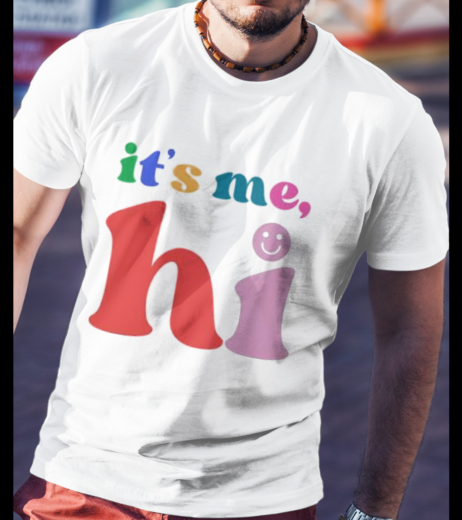 It's Me Hi Colorful Text With Smiley Face T-Shirt