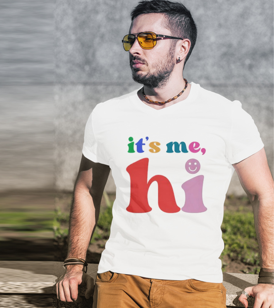 It's Me Hi Colorful Text With Smiley Face T-Shirt