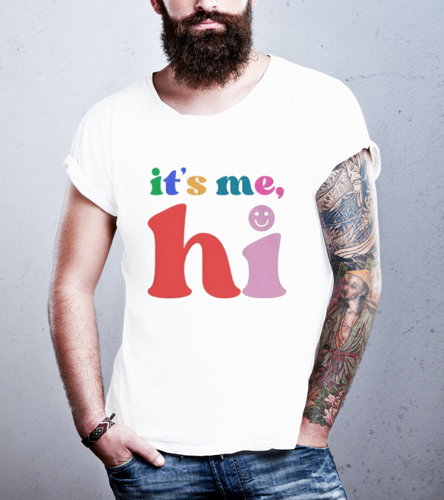 It's Me Hi Colorful Text With Smiley Face T-Shirt