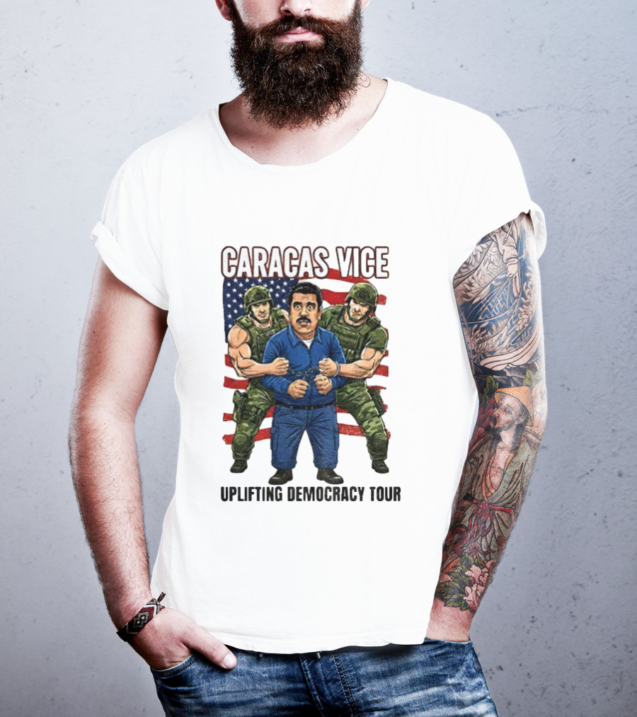 Caracas Vice Maduro Captured Uplifting Democracy American Flag T-Shirt