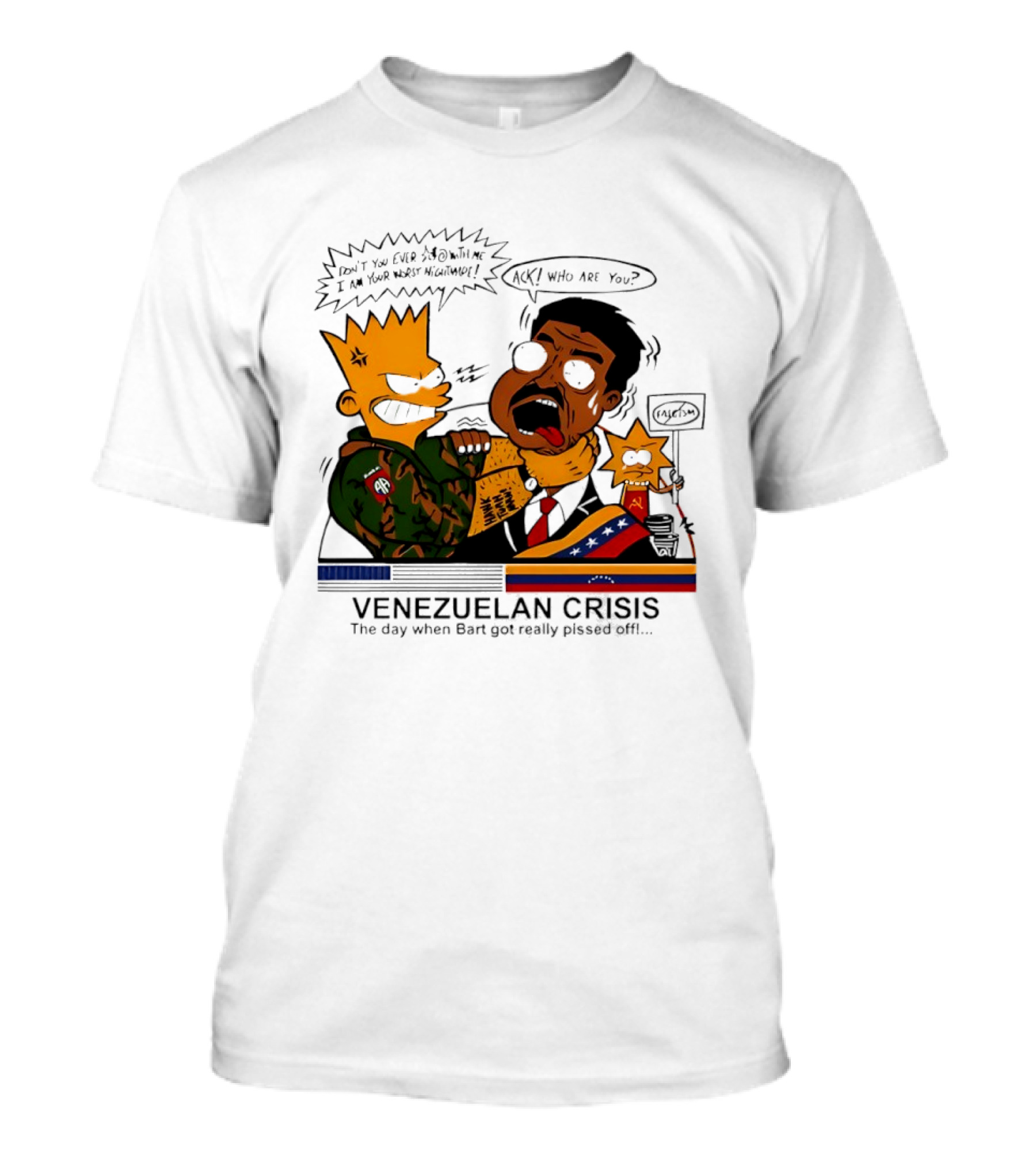 Venezuelan Crisis Bart Cartoon Political Commentary Satire T-Shirt