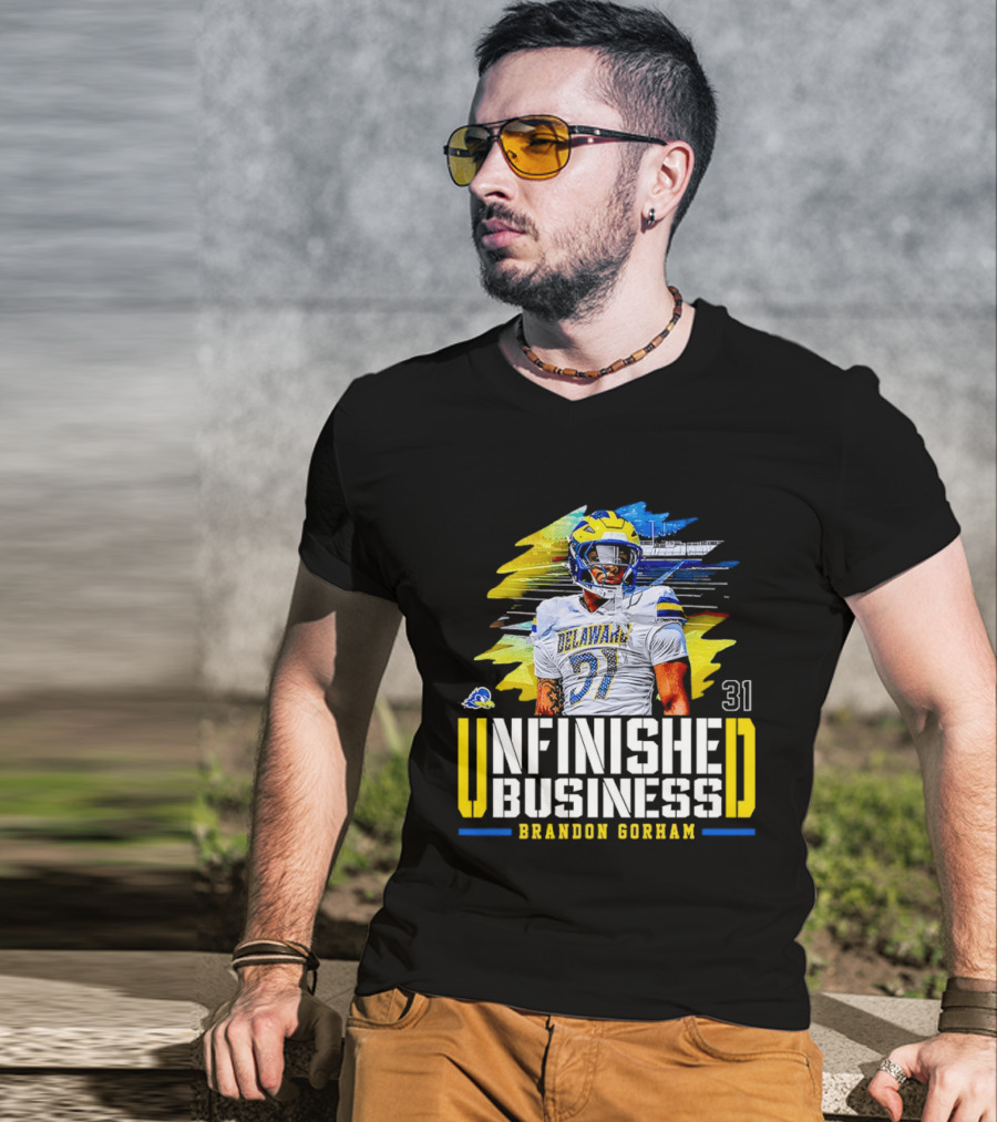 Brandon Gorham Delaware 31 Unfinished Business NCAA Football T-Shirt