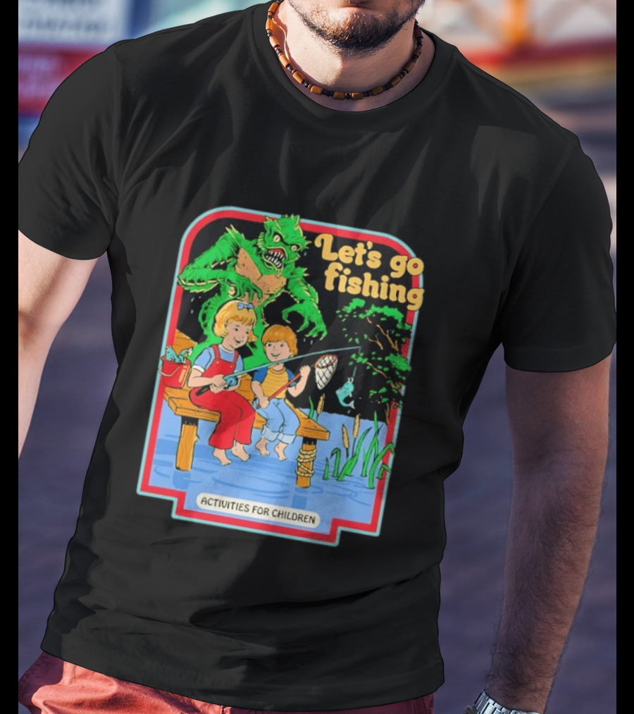 Let's Go Fishing Activities For Children Monster And Pond Adventure T-Shirt