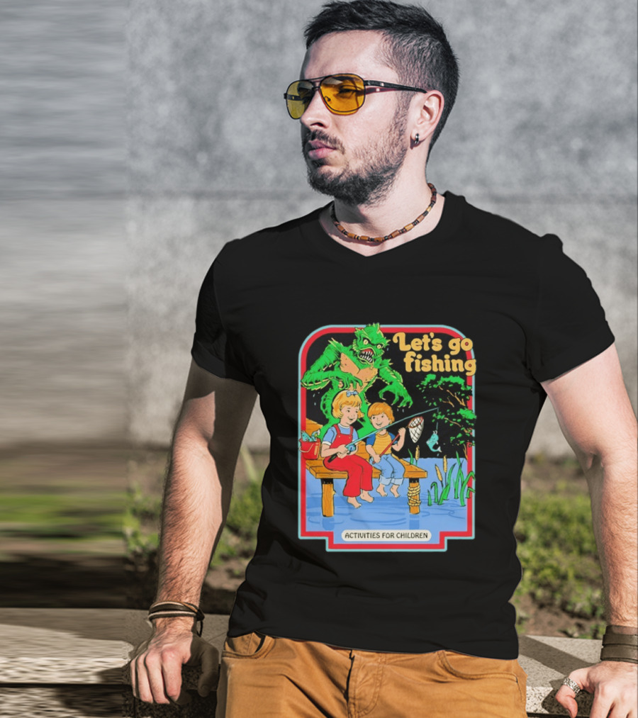 Let's Go Fishing Activities For Children Monster And Pond Adventure T-Shirt