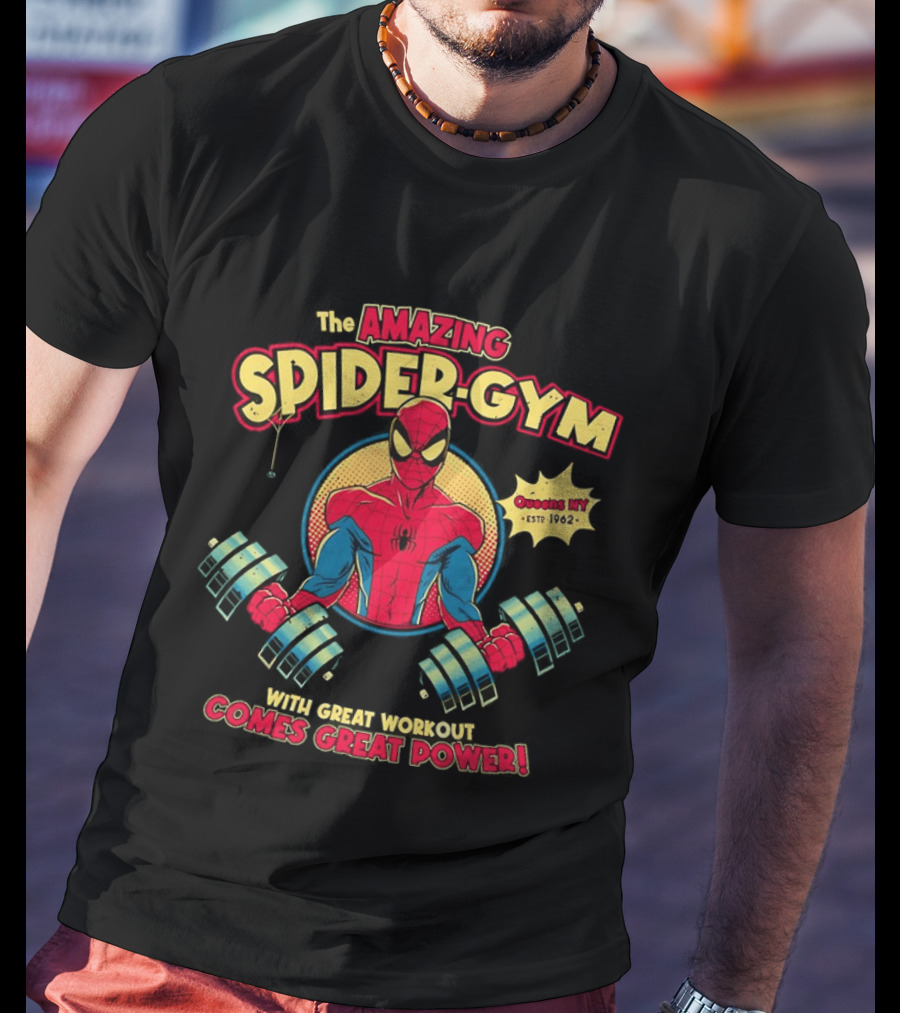 Top The Amazing Spider Gym With Great Workout Comes Great Power Established 1962 T-Shirt
