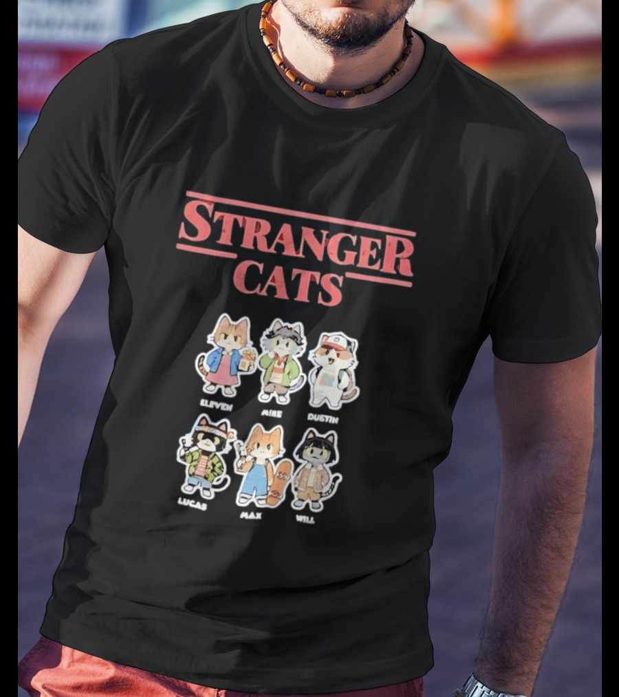 Stranger Cats Eleven Mike Dustin Lucas Max Will Characters T-Shirt
