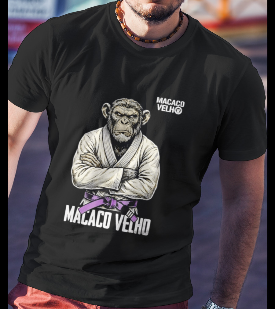 Monkey Macaco Velho Jiu Jitsu Purple Belt Seasoned Grappler T-Shirt