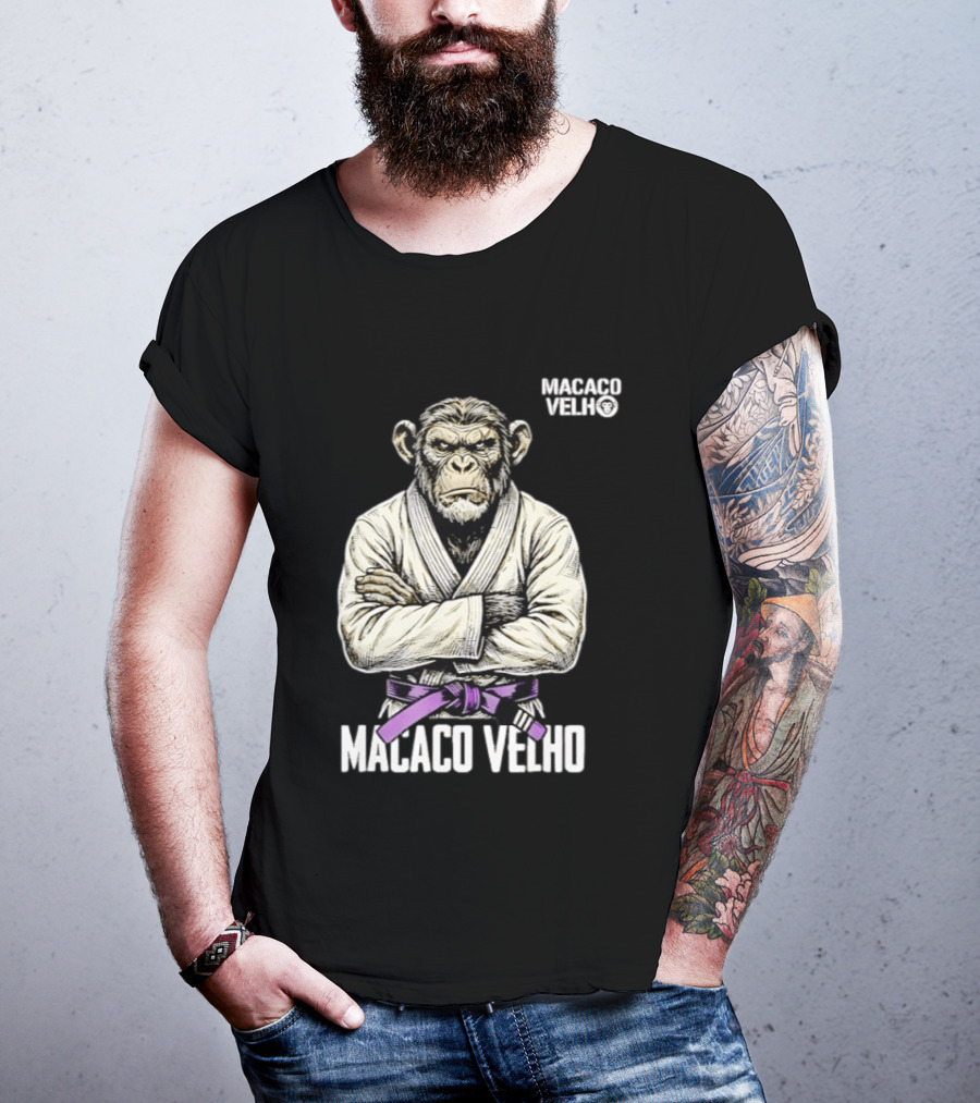 Monkey Macaco Velho Jiu Jitsu Purple Belt Seasoned Grappler T-Shirt