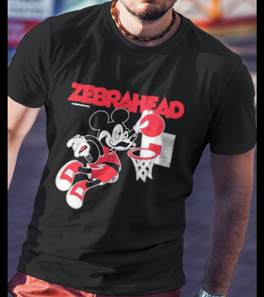 Zebrahead Mickey Mouse Slam Dunk Basketball 25 Retro Cartoon T-Shirt