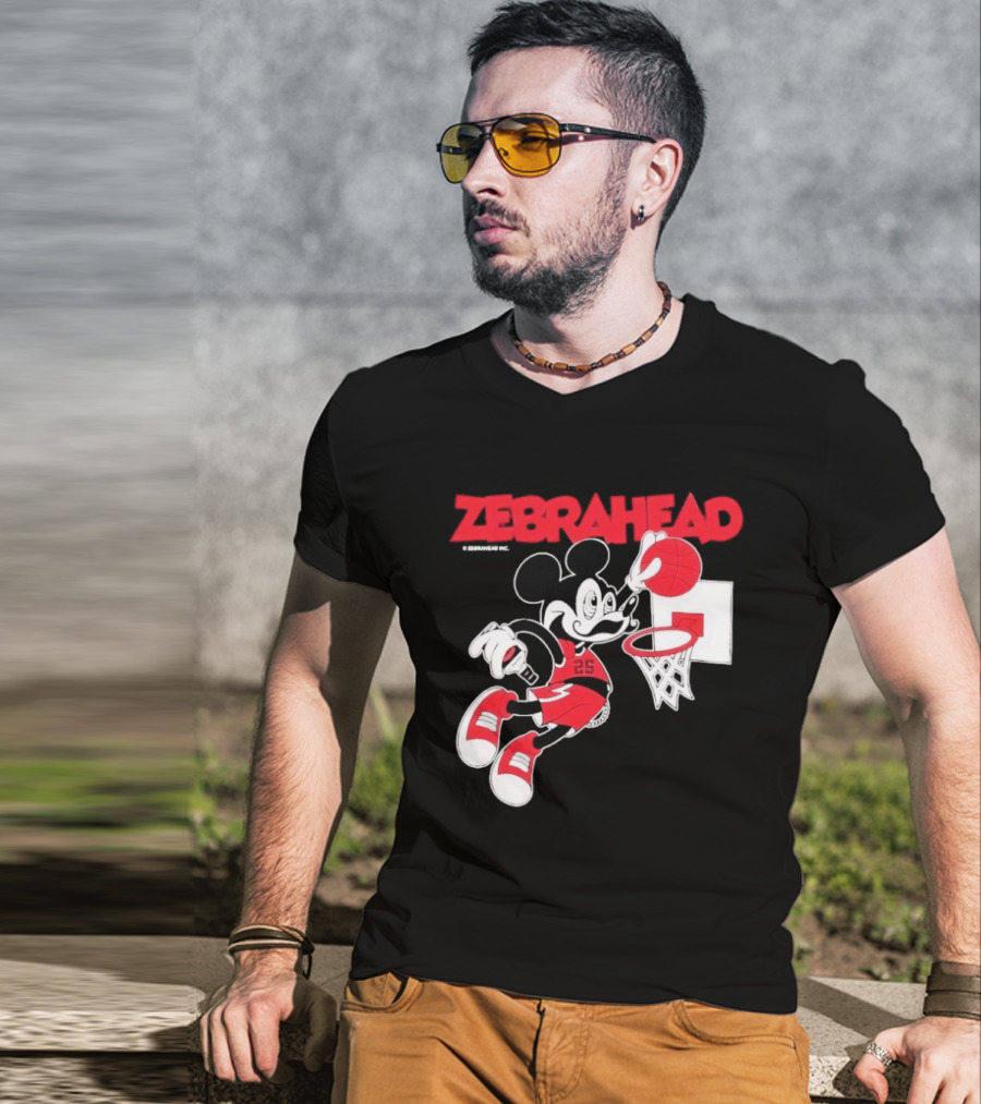 Zebrahead Mickey Mouse Slam Dunk Basketball 25 Retro Cartoon T-Shirt