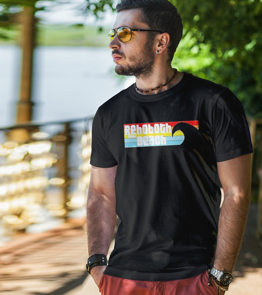 Rehoboth Beach Vintage Rainbow Wave T-Shirt