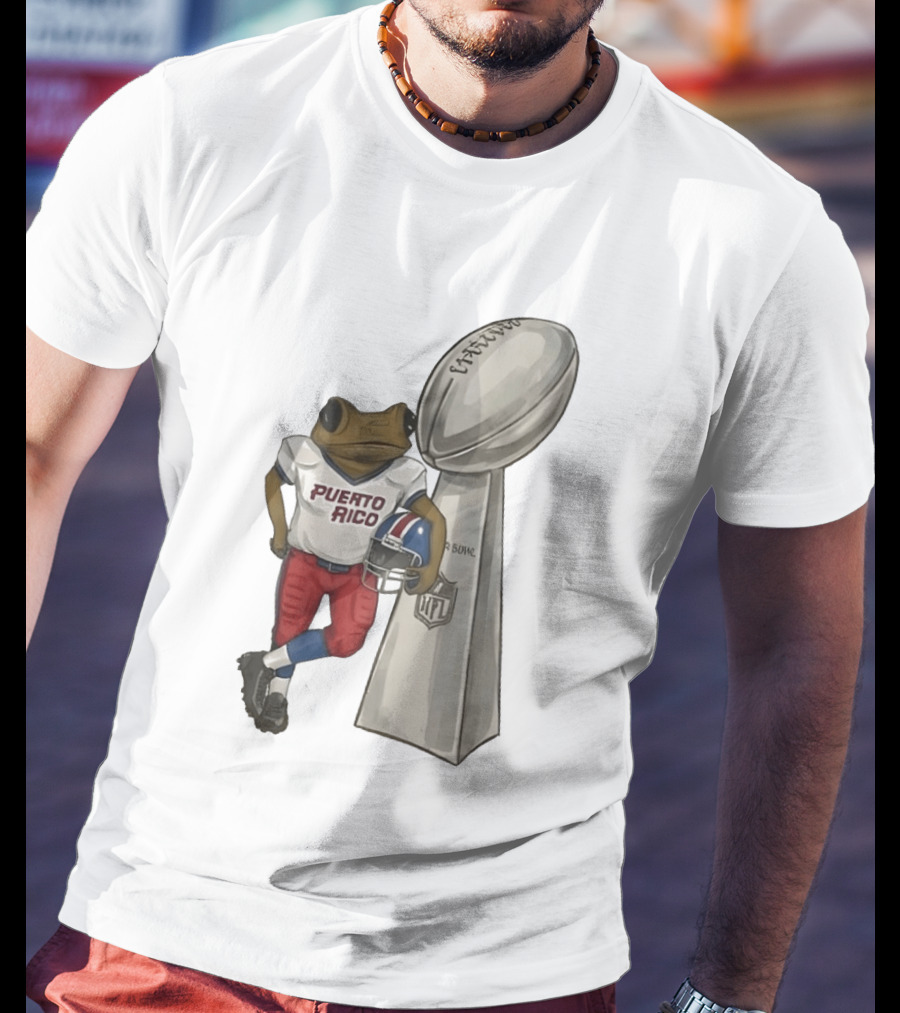 Bad Bunny Benito Bowl Puerto Rico Coqui Frog NFL Super Bowl Halftime Football T-Shirt