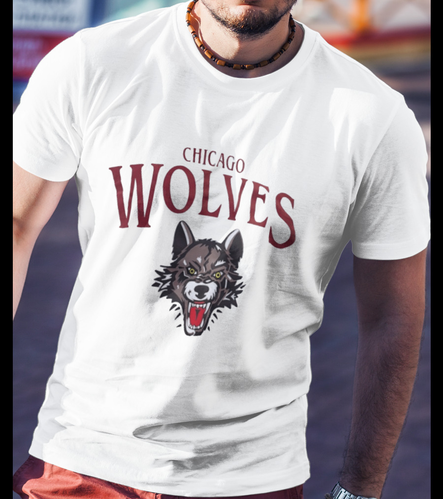 Chicago Wolves Fierce Team Emblem Hockey Merchandise T-Shirt