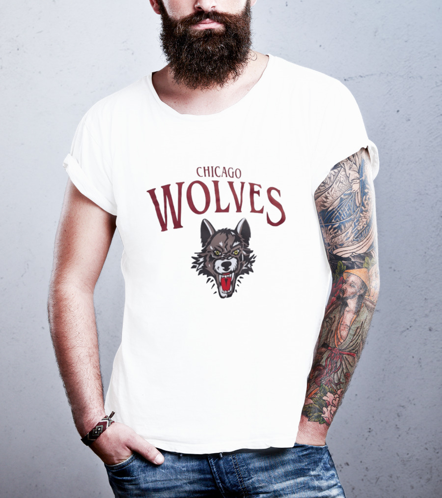 Chicago Wolves Fierce Team Emblem Hockey Merchandise T-Shirt