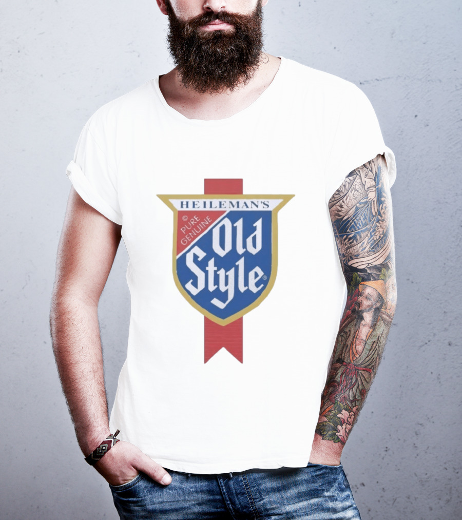 Old Style Beer Heileman's Pure Genuine Iconic Branding T-Shirt