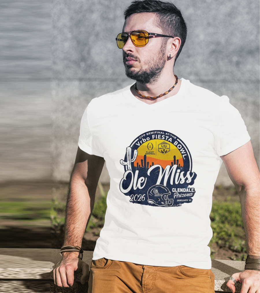 Ole Miss Rebels 2026 CFP Semifinal Vrbo Fiesta Bowl Glendale Arizona January 8 T-Shirt