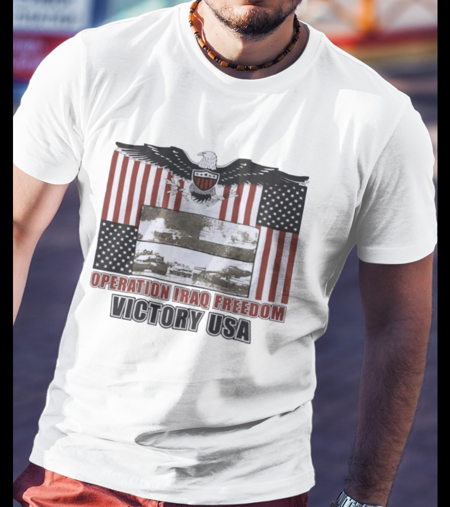 Operation Iraq Freedom Victory USA American Flag Eagle T-Shirt