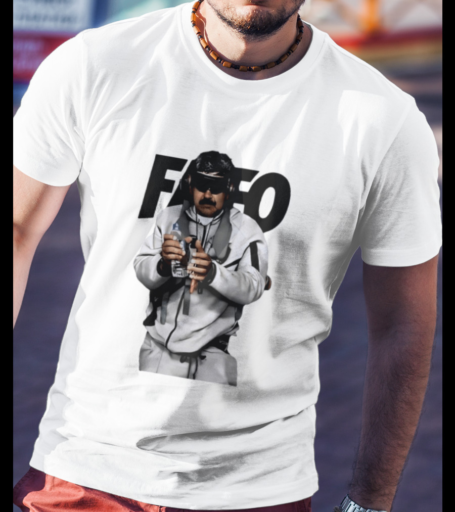 FAFO Nicolas Maduro In White Tracksuit And Sunglasses Holding Water Bottle T-Shirt