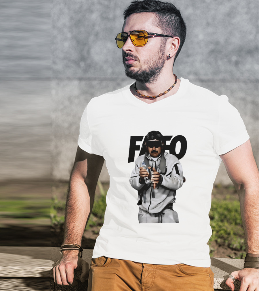 FAFO Nicolas Maduro In White Tracksuit And Sunglasses Holding Water Bottle T-Shirt