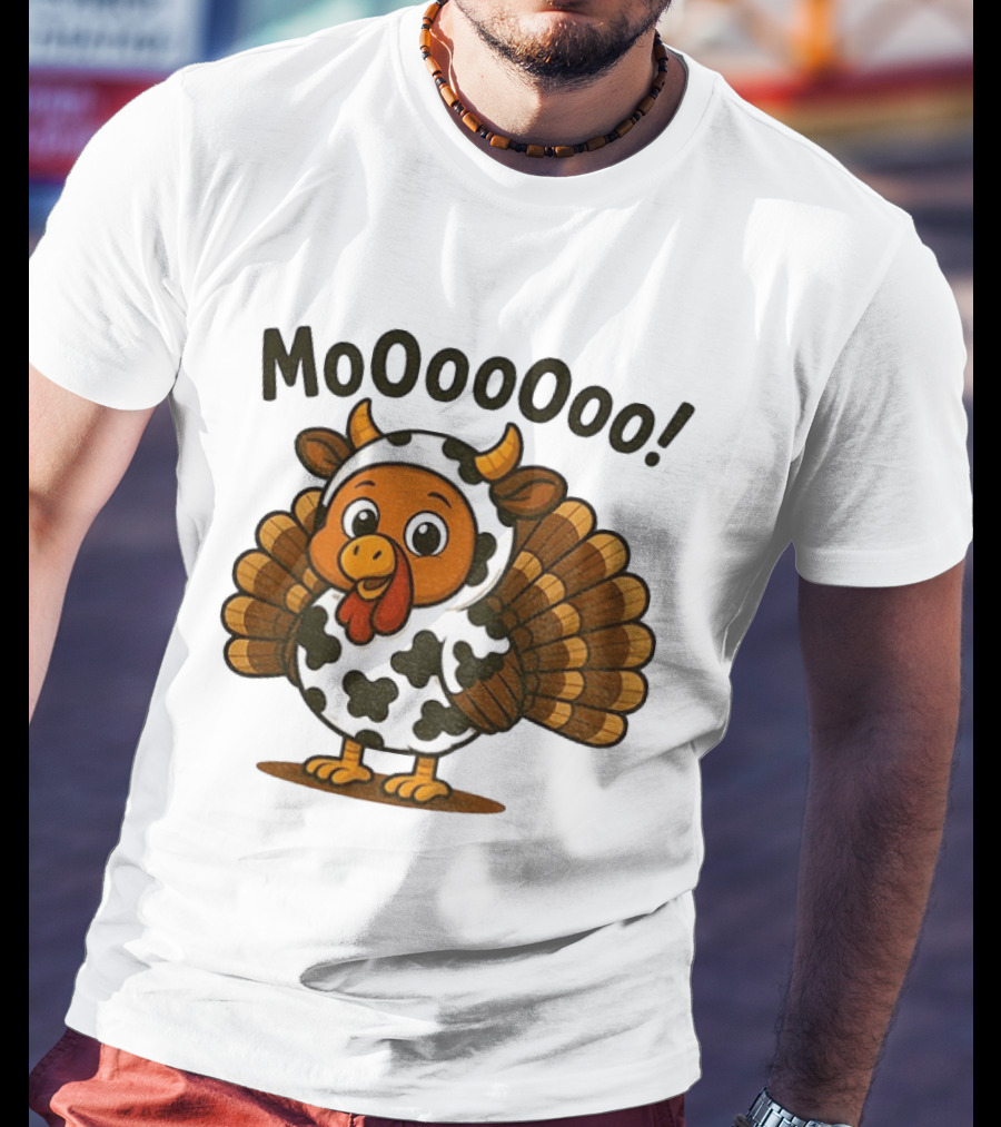 Mooooooo Thanksgiving Cow Turkey Humor T-Shirt