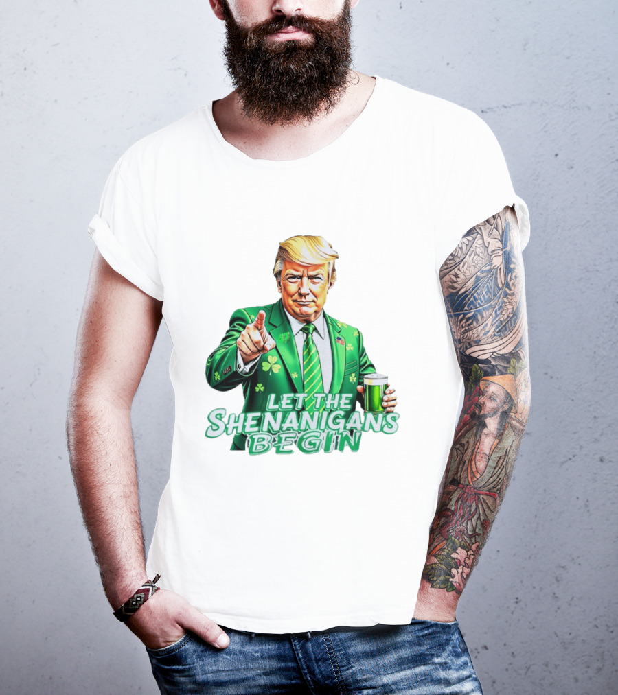 Let The Shenanigans Begin Green Suit And Beer St. Patrick's Day T-Shirt