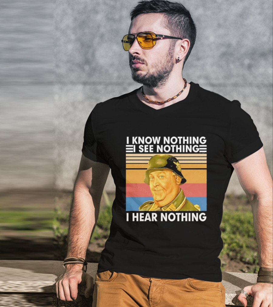 Sergeant Schultz Vintage I Know Nothing I See Nothing I Hear Nothing T-Shirt