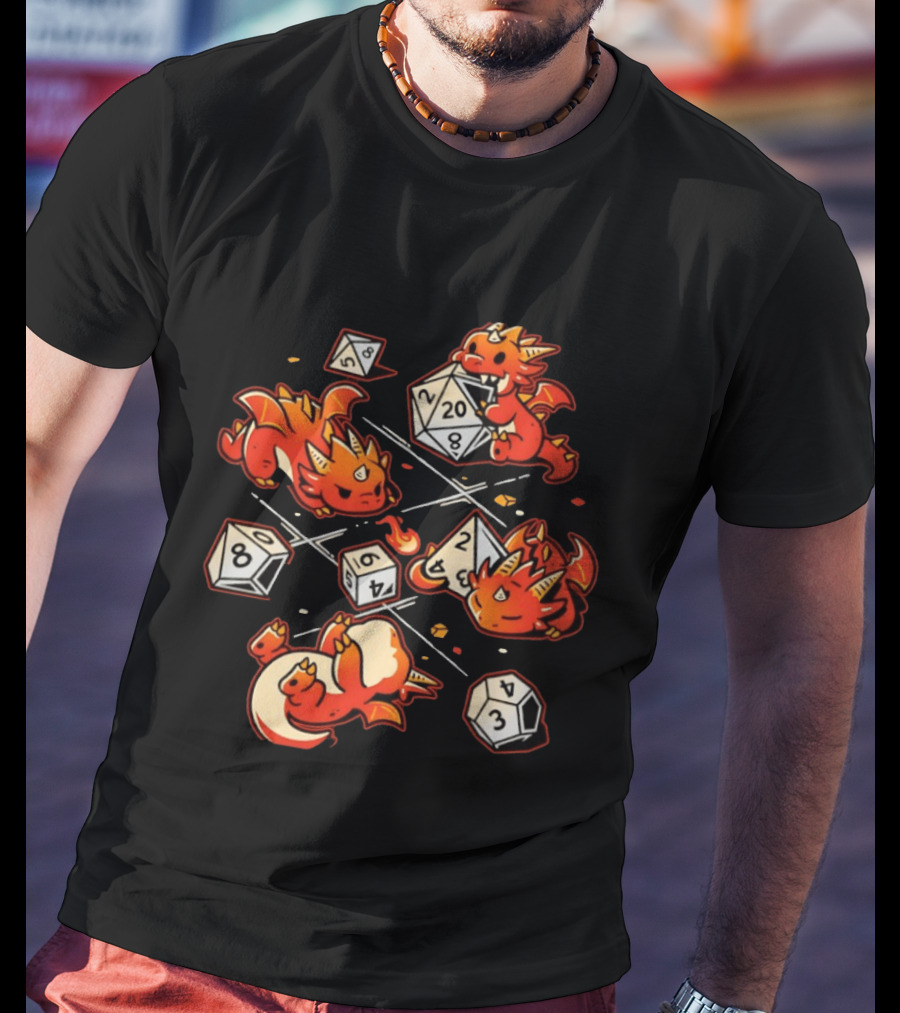 Dice Dragons Cute D20 Fantasy Gaming Adventure T-Shirt