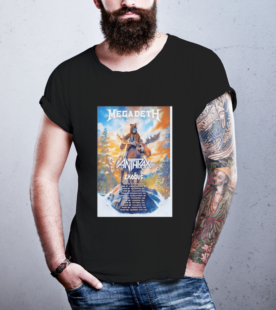 Megadeth Anthrax Exodus Tour Canada 2026 Dates And Locations T-Shirt