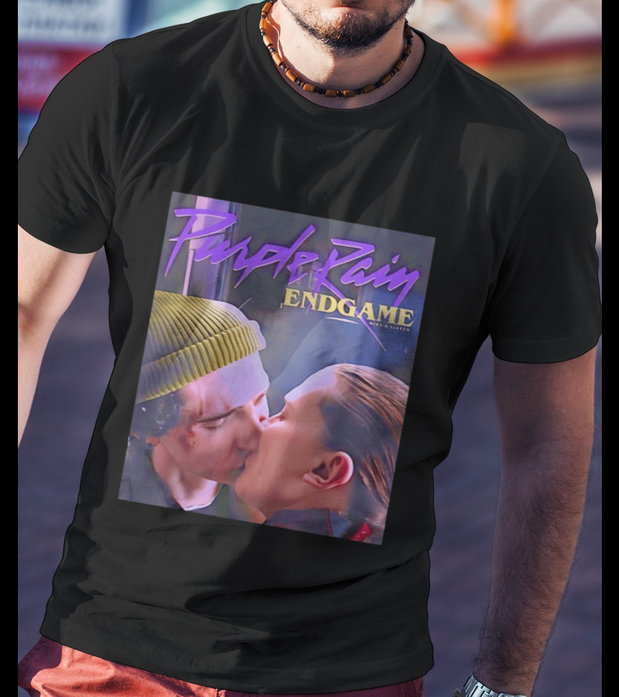 Purple Rain Endgame Mike Eleven Kissing Stranger Things T-Shirt