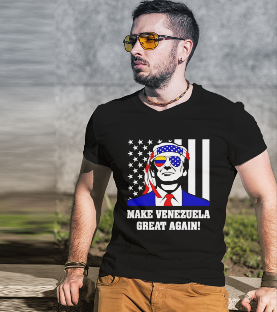Make Venezuela Great Again 2026 Trump USA Venezuela Flag Glasses T-Shirt