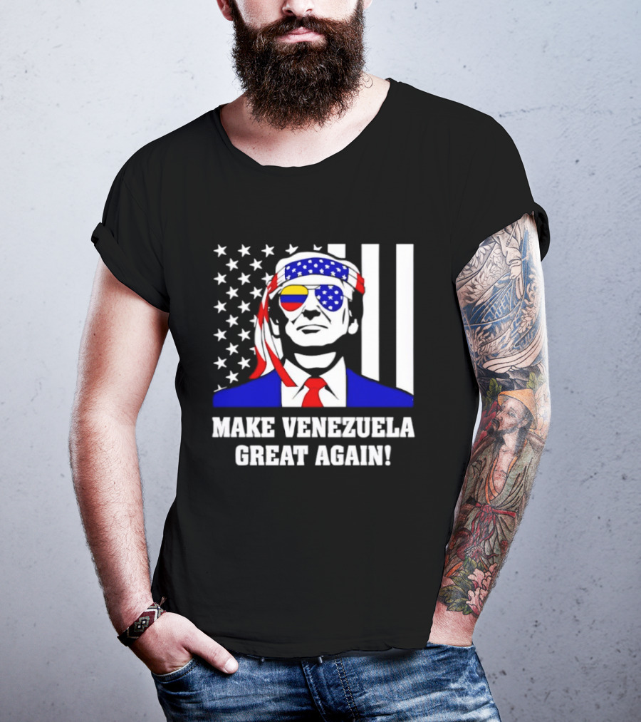 Make Venezuela Great Again 2026 Trump USA Venezuela Flag Glasses T-Shirt
