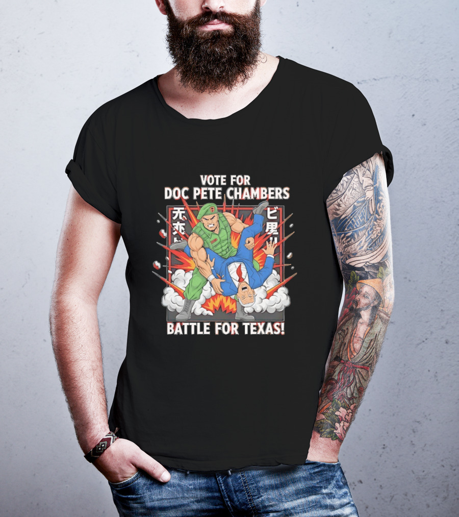 Vote For Doc Pete Chambers Battle For Texas Comic Style Explosion T-Shirt