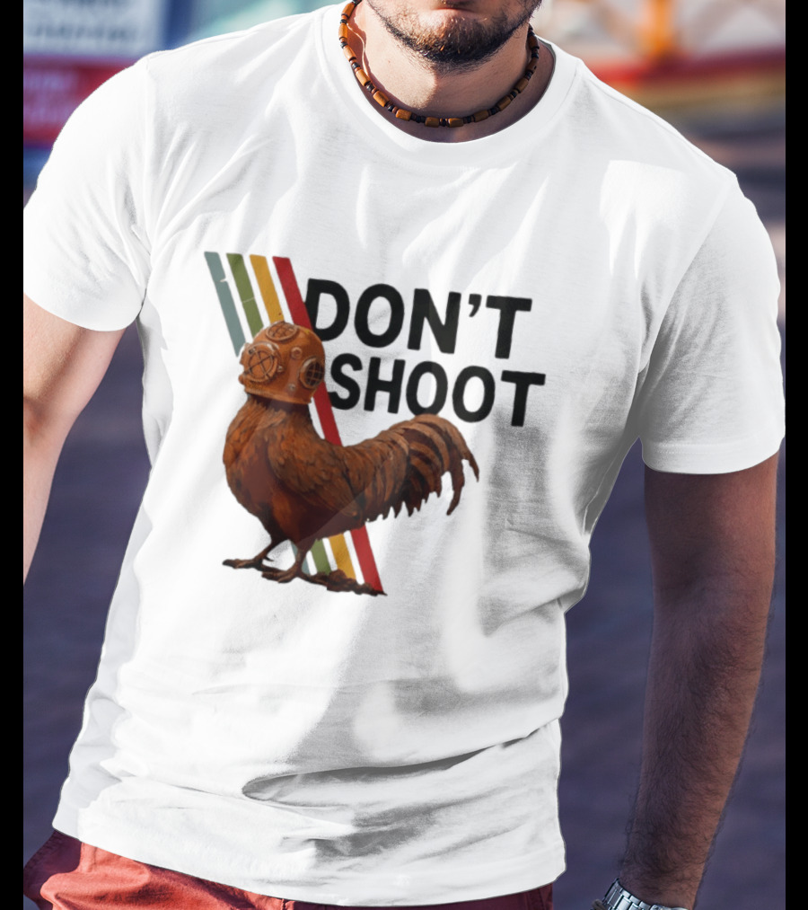 Don't Shoot Chicken Diver Helmet Retro Stripes T-Shirt