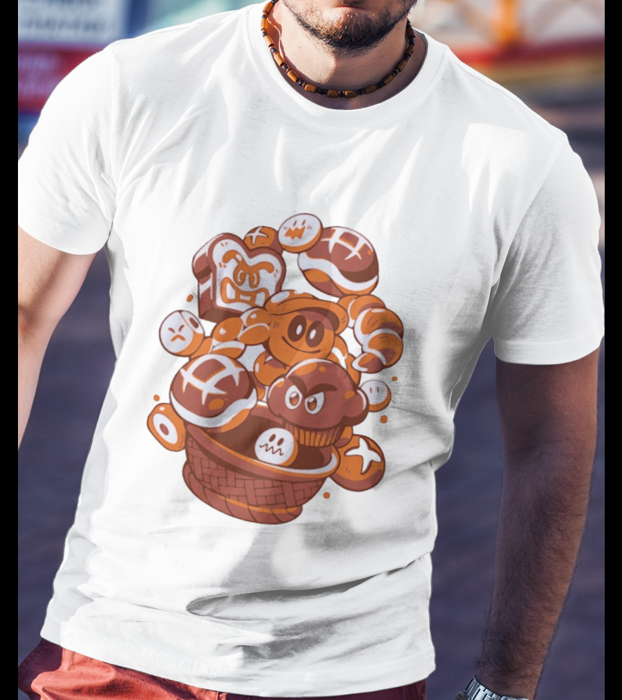 Enemies And Breads Angry Toast And Muffin Characters Basket T-Shirt