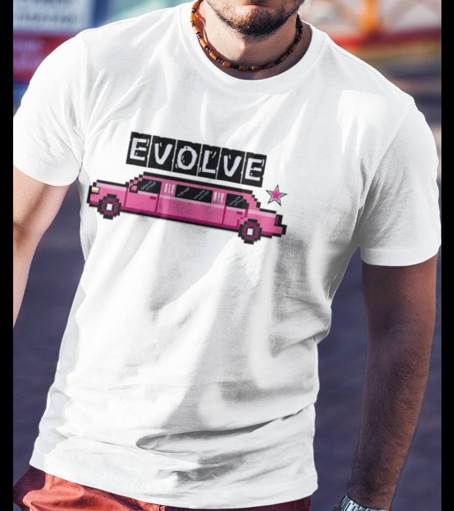 Evolve Pixel Art Pink Limousine Retro Star T-Shirt