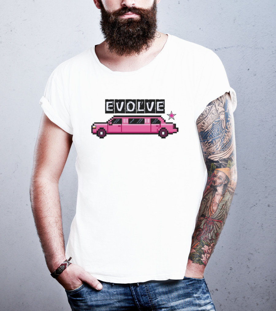 Evolve Pixel Art Pink Limousine Retro Star T-Shirt