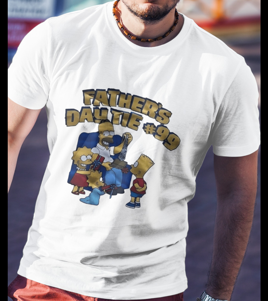 Father's Day Tie 99 Cartoon Celebration With Iconic Family Gathering T-Shirt