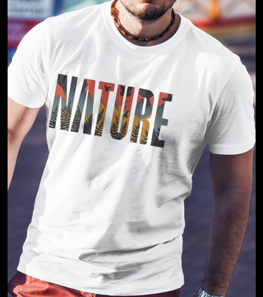 Nature Forest Birds Silhouette Lettering T-Shirt