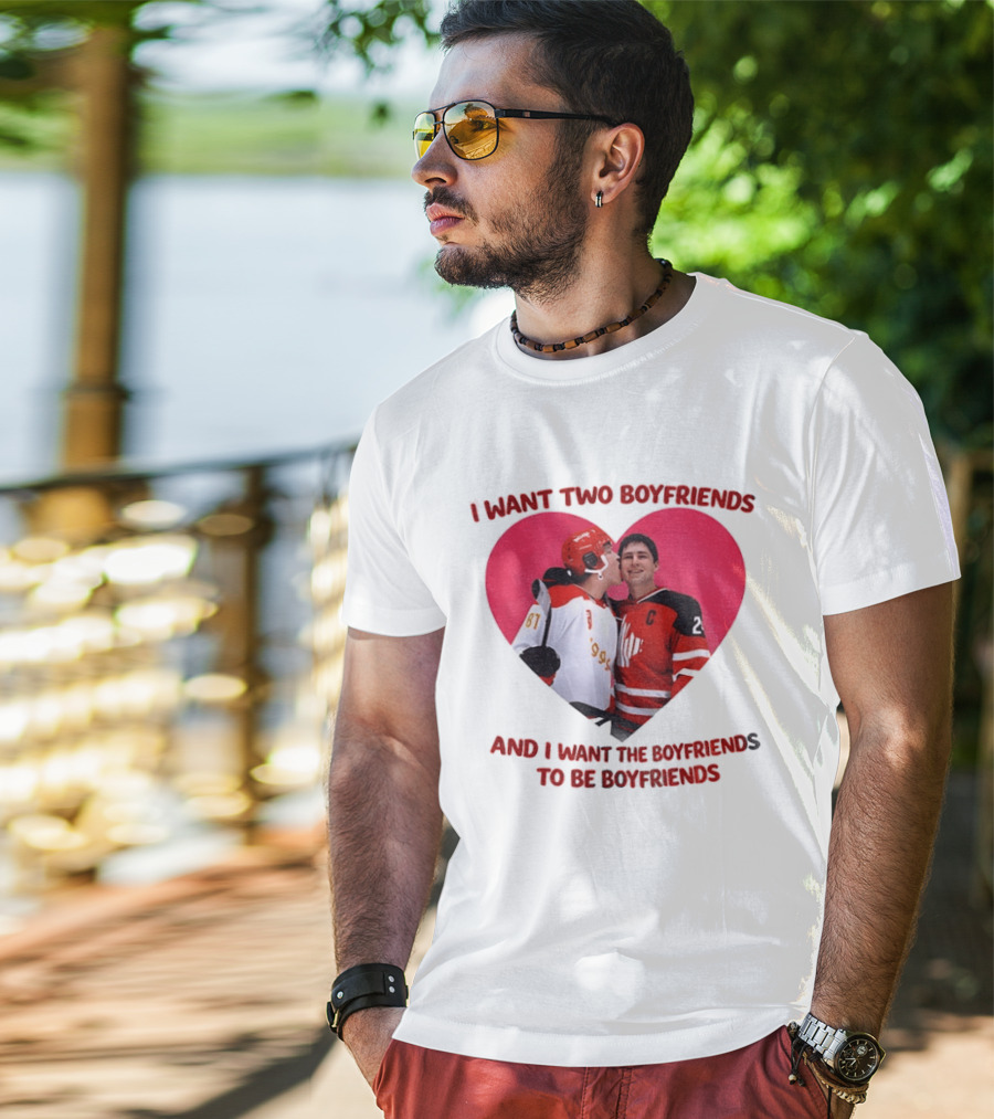 Ilya Shane I Want Two Boyfriends Heated TV Pink Heart Movie Ice Hockey Players T-Shirt