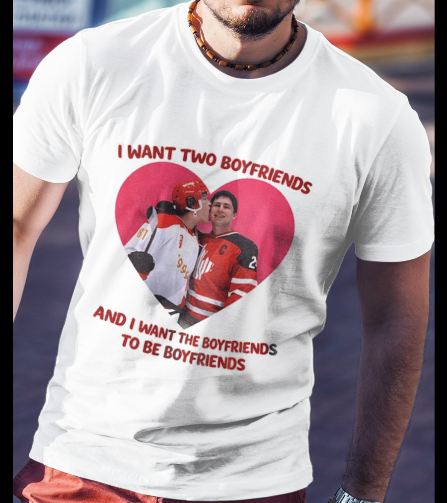 Ilya Shane I Want Two Boyfriends Heated TV Pink Heart Movie Ice Hockey Players T-Shirt