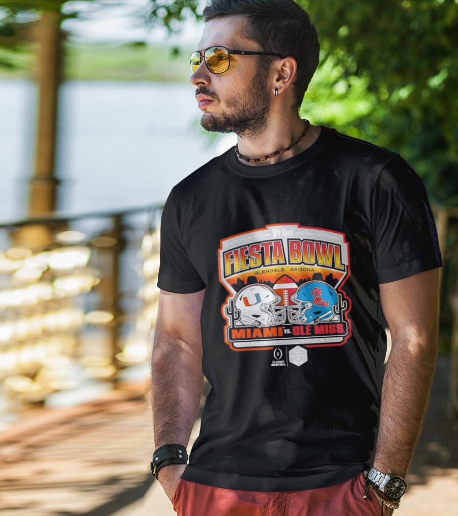 State Farm Stadium Vrbo Fiesta Bowl January 8th 2026 Glendale Arizona Miami Hurricanes Vs Ole Miss Rebels CFP T-Shirt