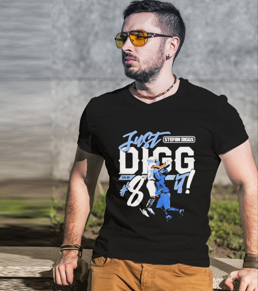 Stefon Diggs Just Digg It Number 14 Football Action T-Shirt