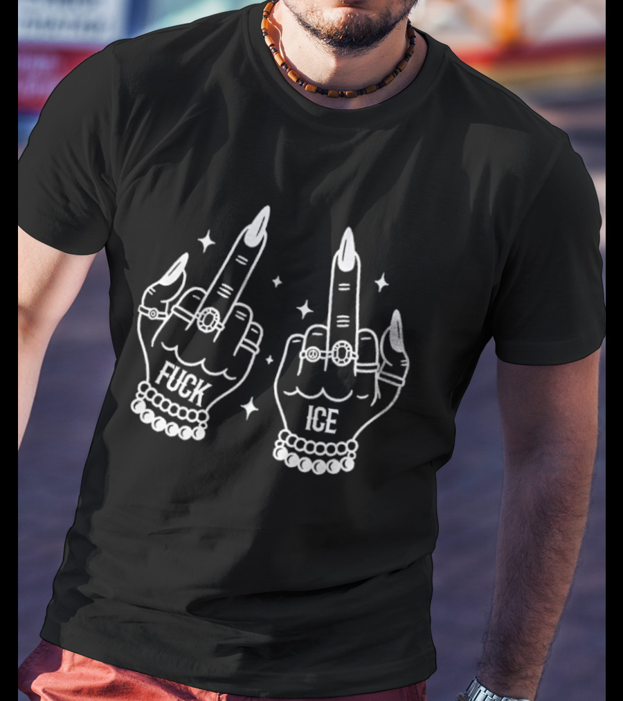 Fuck Ice Middle Finger Anti Trump T-Shirt