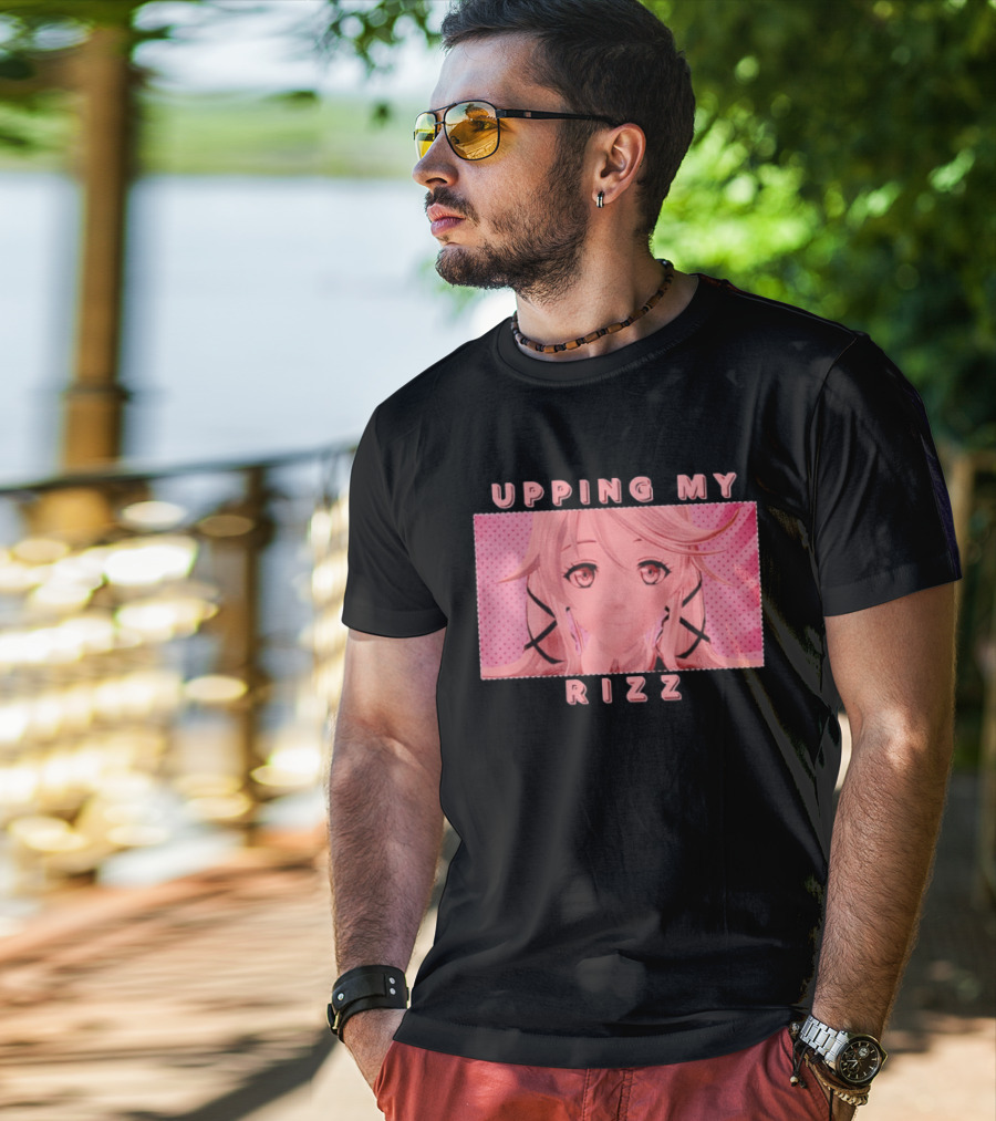 Upping My Rizz Anime Aesthetic Pink And Black T-Shirt