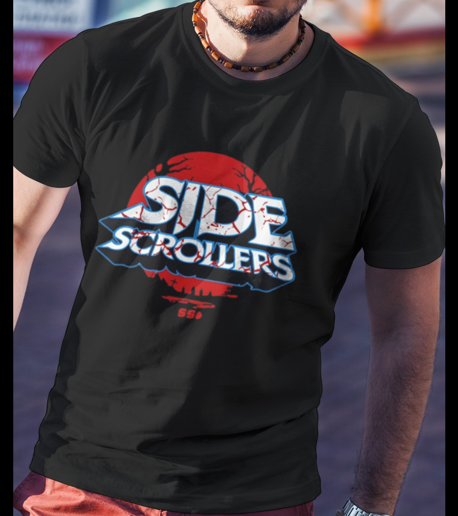 Side Scrollers Dark Vintage Red Circle Cracked T-Shirt